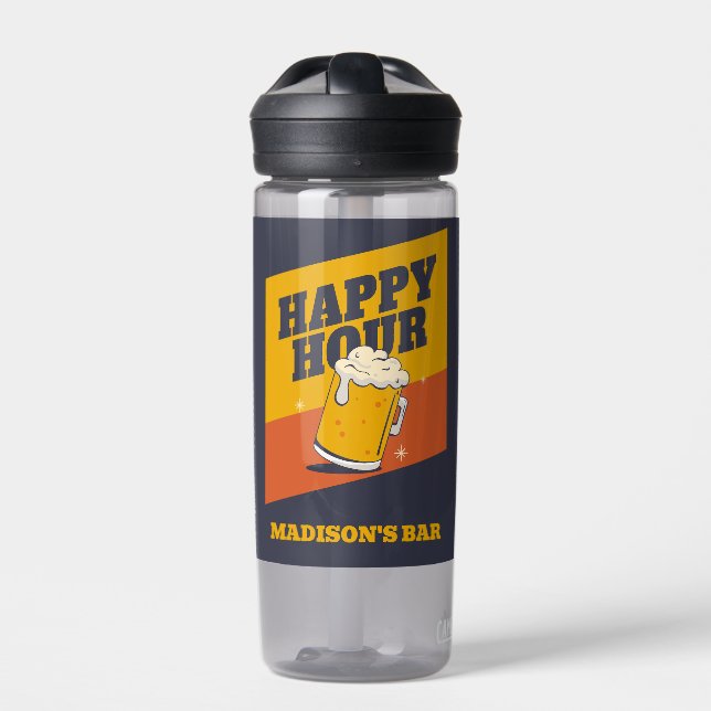 Custom Name Happy Hour Water Bottle (Front)