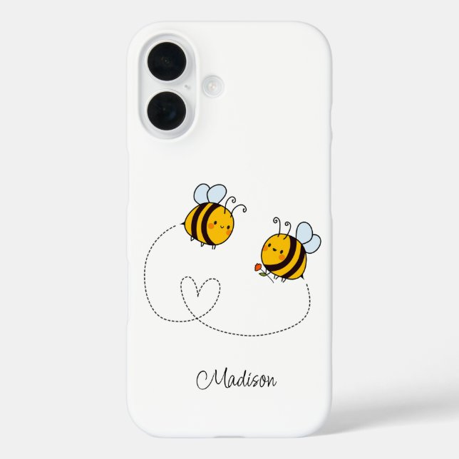 Custom Name Happy Love Bees Case-Mate iPhone Case (Back)