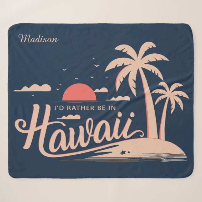 Custom name Hawaii Sherpa Blanket (Front (Horizontal))