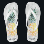 Custom Name Hawaiian Marble Pineapple Bridesmaid Jandals<br><div class="desc">Personalised Name Hawaiian Marble Pineapple Bridesmaid Gifts Flip Flops.</div>