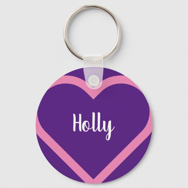 Custom Name Heart Key Ring (Front)