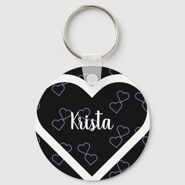 Custom Name Heart Key Ring (Front)