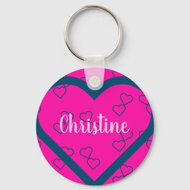 Custom Name Heart Key Ring (Front)
