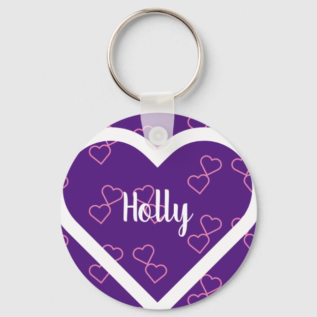 Custom Name Heart Key Ring (Front)