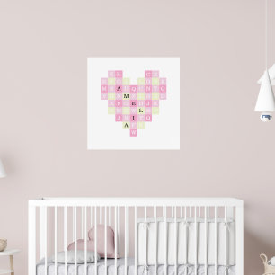 Custom Name Heart Mosaic Letter Puzzle Poster