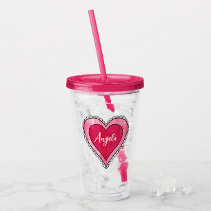 Custom Name Heart Valentine's Day Acrylic Tumbler