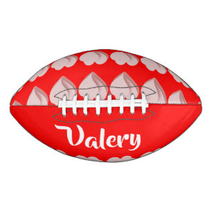 Custom name hearts pattern red football