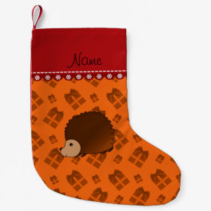 Custom name hedgehog orange christmas presents small christmas stocking