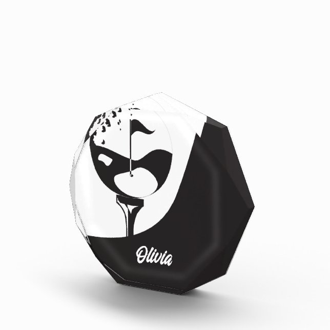 Custom Name Hello Black and White Golf  Photo Block (Right)