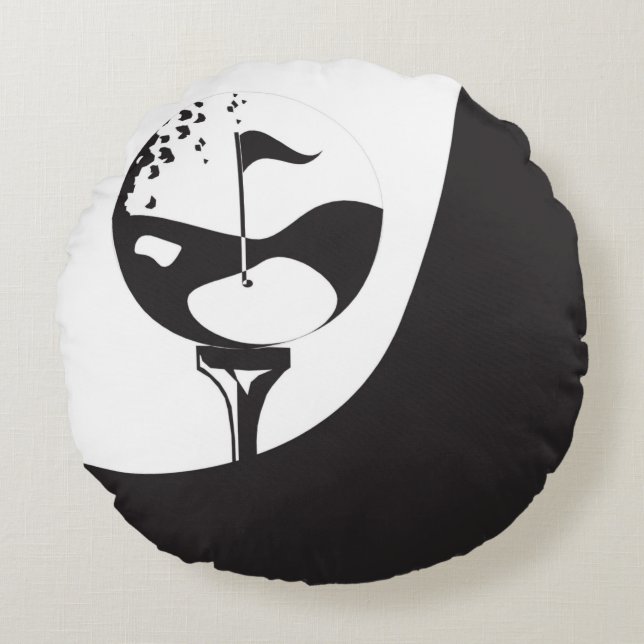 Custom Name Hello Black and White Golf  Round Cushion (Front)