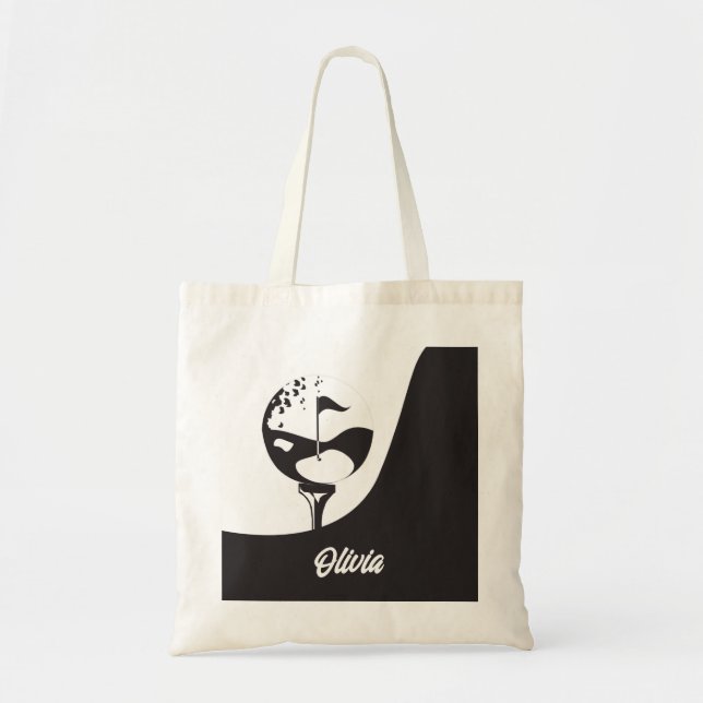 Custom Name Hello Black and White Golf  Tote Bag (Front)