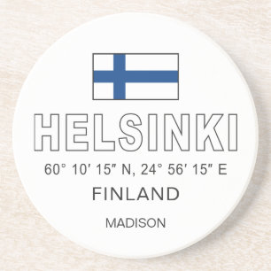 Custom Name Helsinki Coordinates Coaster