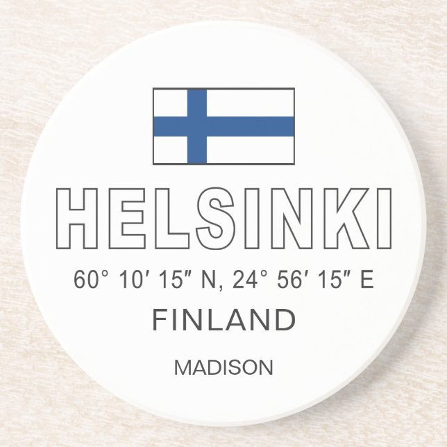 Custom Name Helsinki Coordinates Coaster (Front)