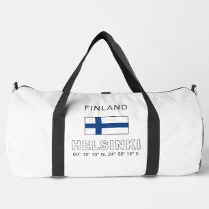 Custom Name Helsinki Coordinates Duffle Bag