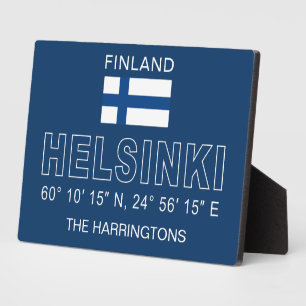 Custom Name Helsinki Coordinates Plaque