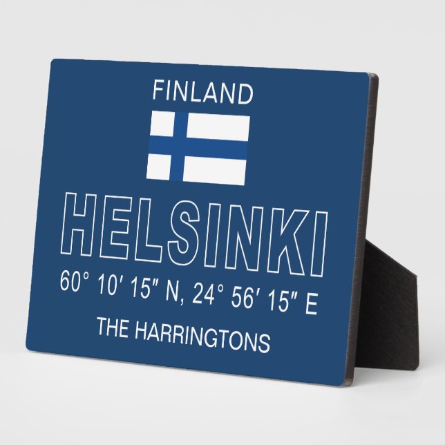 Custom Name Helsinki Coordinates Plaque (Side)
