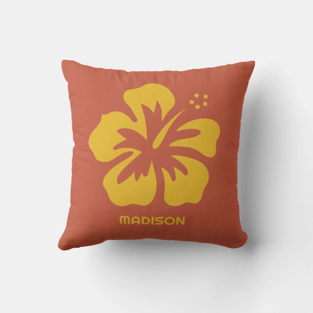 Custom Name Hibiscus Cushion (Back)