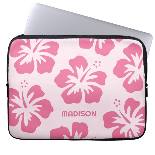 Custom Name Hibiscus Laptop Sleeve (Front)