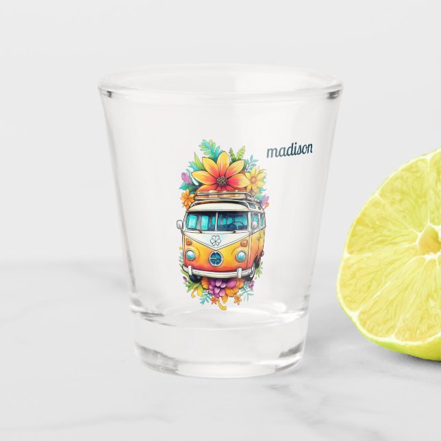 Custom Name Hippie Van Shot Glass (Front)