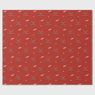 Custom Name Hockey Wrapping Paper