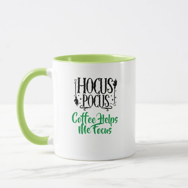 Custom Name 'Hocus Pocus Coffee Helps me Focus' Mug (Left)