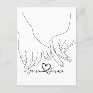 Custom name Holding hand line Postcard