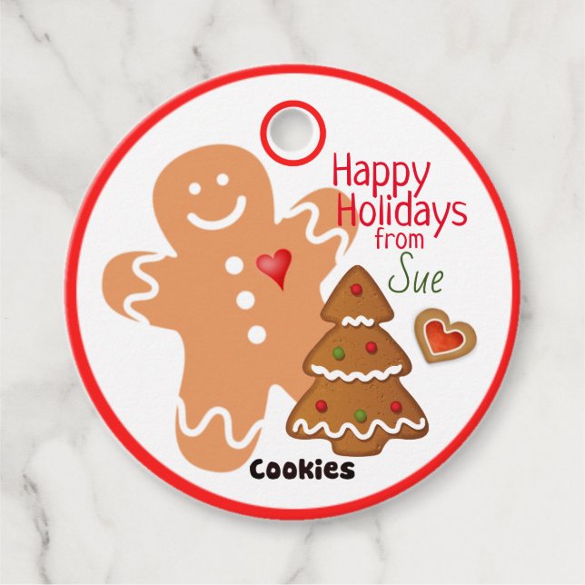 Custom Name Holiday Cookie Favour Tags (Front)
