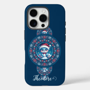 Custom Name Holiday Kawaii Bear Ornamental Mandala iPhone 16 Pro Case