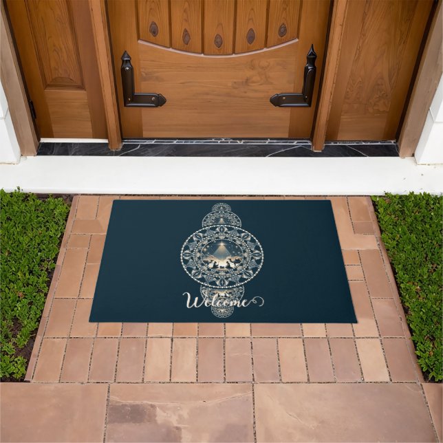 Custom Name Holy Star of Wonder Ornamental Mandala Doormat (Outdoor)