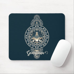 Custom Name Holy Star of Wonder Ornamental Mandala Mouse Pad