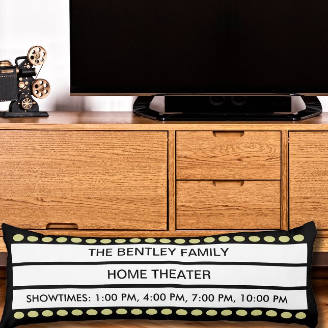 Custom Name Home Movie Theatre Marquee Personal Body Cushion (This fun body pillow does double-duty as home theater decor and as a comfy cozy pillow.)