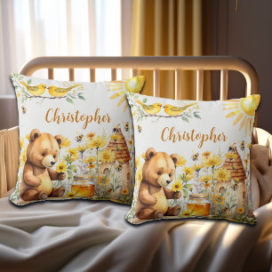 Custom Name Honey Bees Teddy Bear Cushion