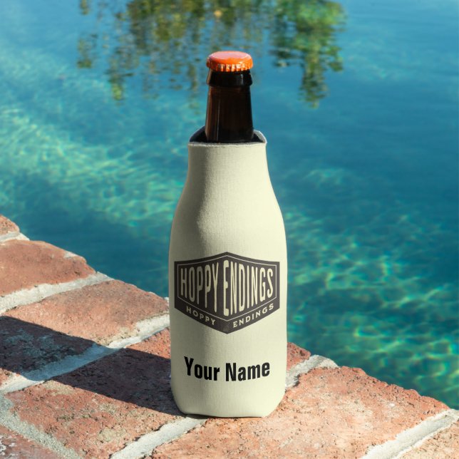 Custom Name Hoppy Endings Beer Bottle Cooler (In Situ Pool)