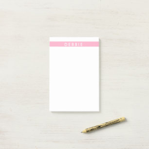 Custom name horizontal stripes pink & white post-it notes