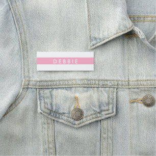 Custom name horizontal stripes pink & white tag