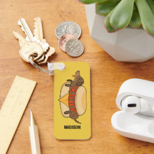 Custom Name Hot Dog Key Ring