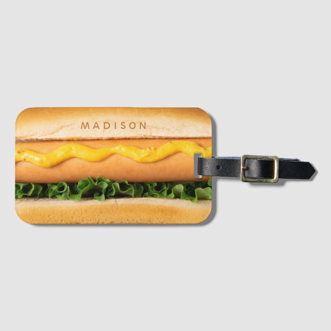 Custom name Hot Dog Luggage Tag (Front Horizontal)