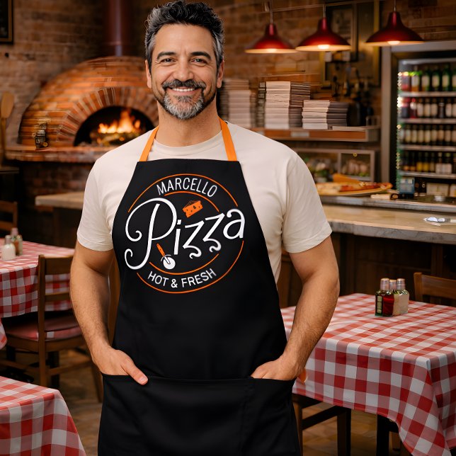 Custom NAME Hot Fresh Italian Pizza Pizzeria Apron (Creator Uploaded)