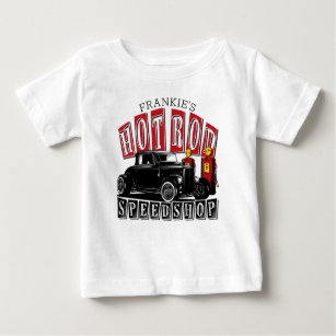 Custom NAME Hot Rod Speed Shop Gas Station Garage Baby T-Shirt