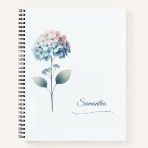 Custom Name Hydrangea Notebook