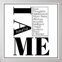 Custom Name I Am Me Female Empowerment Black Text
