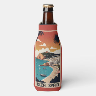 Custom Name Ibiza, Spain Travel Poster Bottle Cooler