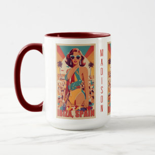 Custom Name Ibiza, Spain Travel Poster Mug