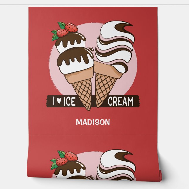 Custom Name Ice Cream Lover Wallpaper (Unrolling)