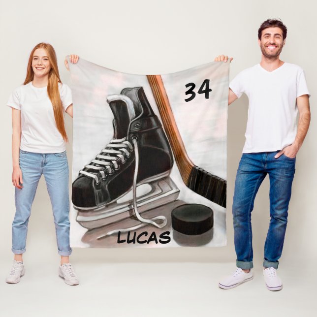 CUSTOM NAME ICE HOCKEY FLEECE BLANKET (In Situ)