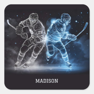 Custom Name Ice Hockey Square Sticker