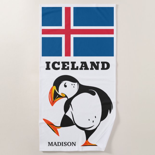 Custom Name Iceland Beach Towel (Front)
