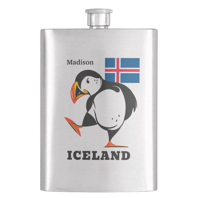 Custom Name Iceland Hip Flask (Front)