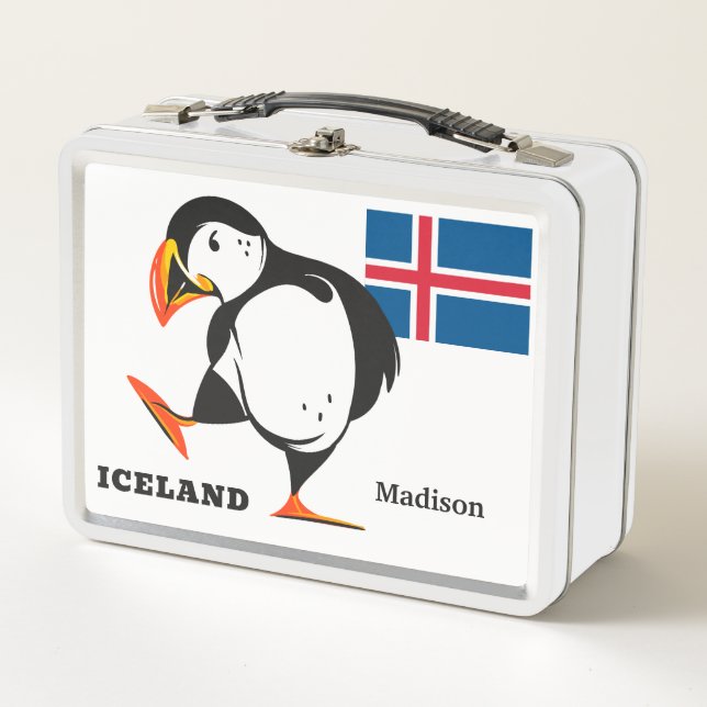 Custom Name Iceland Metal Lunch Box (Front)