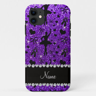 Custom name indigo purple glitter ballerinas iPhone 11 case